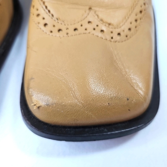 Bakers Vintage Tan Leather Oxfords/Loafers Size 8 Chunky Block Heels - Picture 3 of 7